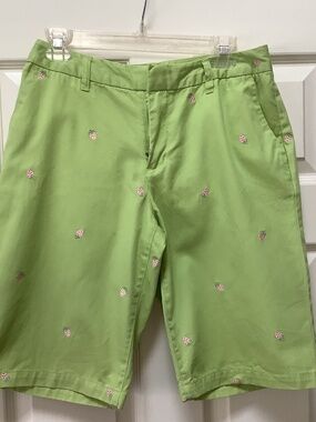 Khaki brand long shorts. Green with strawberries. Size 6